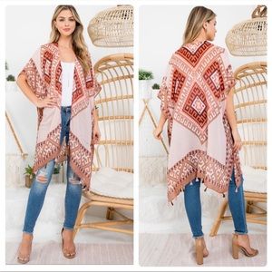 Beautiful Aztec Kimono With Side Slits & Tassels